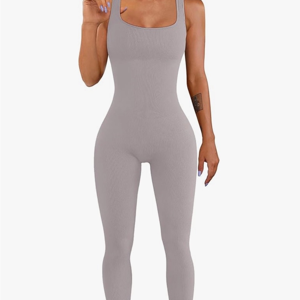 Gray Ribbed Sleeveless Jumpsuit